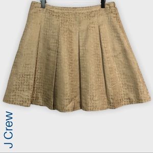 J Crew metallic gold silk blend pleated skirt